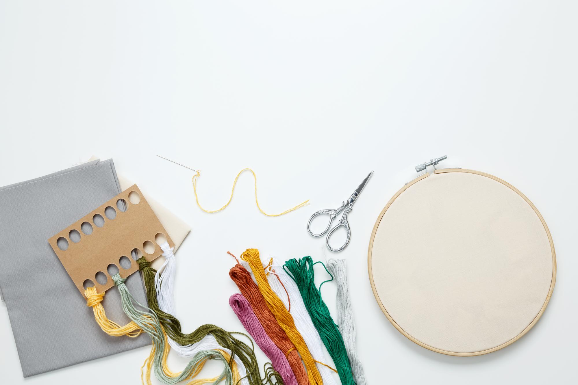 Small studio corner with hoop and thread